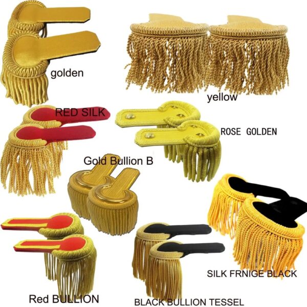 Gold Bullion Shoulder Epaulette With Fringe Embroidered Tassel Shoulder Board For Navy Army Military Uniform - Image 3
